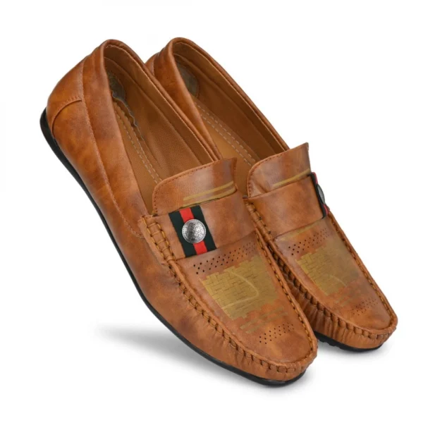 Men Tan,Brown Color Leatherette Material Casual Loafers