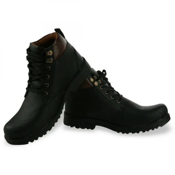 Men Black Color Synthetic Material Casual Boots