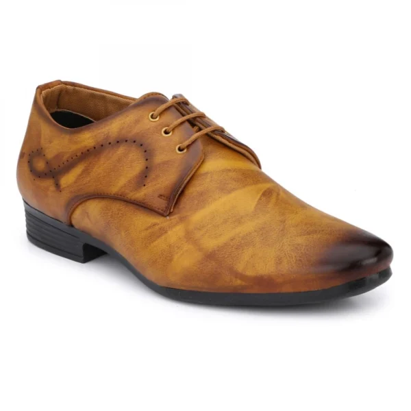 Men Tan Brown Color Nappa Leather Material Casual Formal Shoes