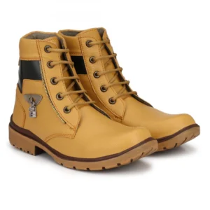 Men Brown Color Leatherette Material Casual Long Boots