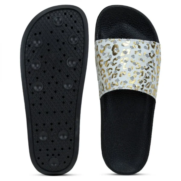 Women White Color Synthetic Material Casual Sliders
