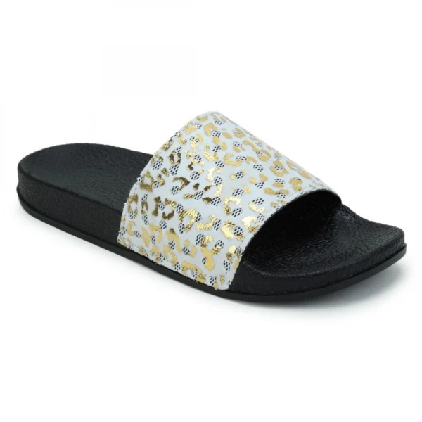 Women White Color Synthetic Material Casual Sliders