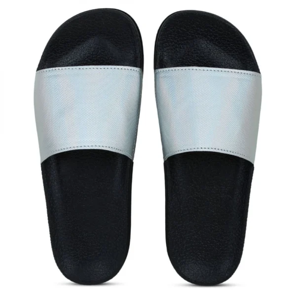 Women Silver Color Synthetic Material Casual Sliders