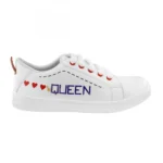 Women White,Red Color Leatherette Material Casual Sneakers
