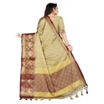 Women's Cotton Silk,Jacquard,Poly Silk Saree (Beige, 5-6 Mtrs)