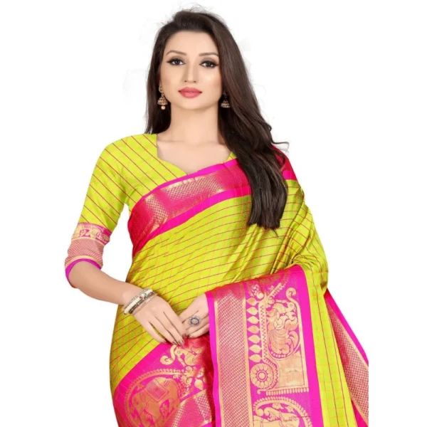 Women's Cotton Silk,Jacquard,Poly Silk Saree (Light Green, 5-6 Mtrs)