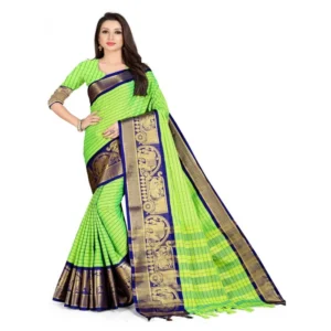 Women's Cotton Silk,Jacquard,Poly Silk Saree (Green, 5-6 Mtrs)