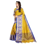 Women's Cotton Silk,Jacquard,Poly Silk Saree (Yellow, 5-6 Mtrs)