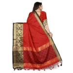 Women's Cotton Silk,Jacquard,Poly Silk Saree (Red, 5-6 Mtrs)
