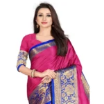 Women's Cotton Silk,Jacquard,Poly Silk Saree (Pink, 5-6 Mtrs)