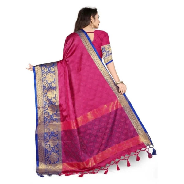 Women's Cotton Silk,Jacquard,Poly Silk Saree (Pink, 5-6 Mtrs)