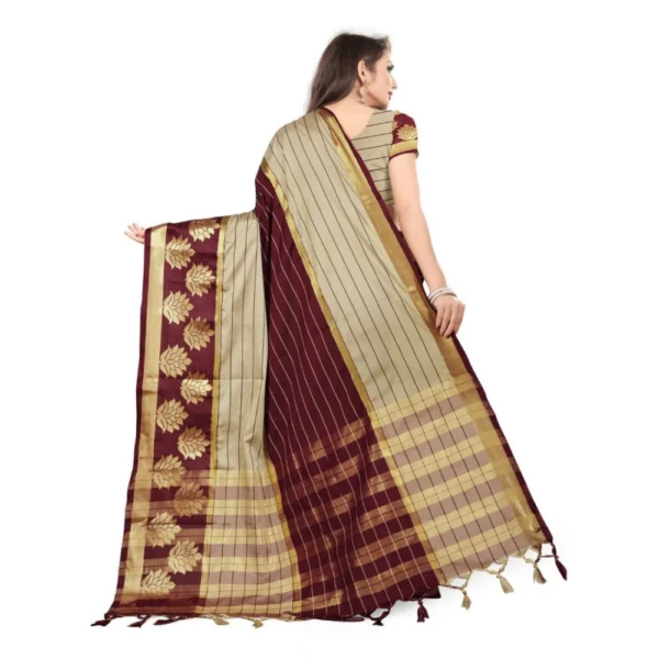 Women's Cotton Silk,Jacquard,Poly Silk Saree (Grey,Magenta, 5-6 Mtrs)