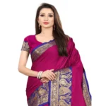 Women's Cotton Silk,Jacquard,Poly Silk (Pink, 5-6 Mtrs)