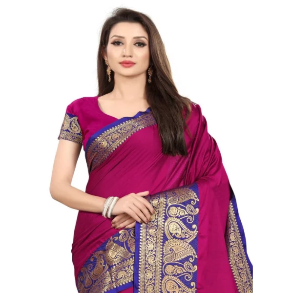 Women's Cotton Silk,Jacquard,Poly Silk (Pink, 5-6 Mtrs)