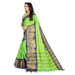 Women's Cotton Silk,Jacquard,Poly Silk Saree (Green, 5-6 Mtrs)