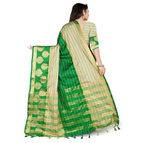 Women's Cotton Silk,Jacquard,Poly Silk Saree (Grey,Green, 5-6 Mtrs)