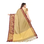 Women's Cotton Silk,Jacquard,Poly Silk Saree (Beige, 5-6 Mtrs)