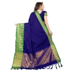 Women's Cotton Silk,Jacquard,Poly Silk Saree (Blue, 5-6 Mtrs)