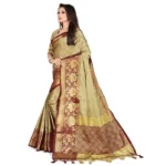 Women's Cotton Silk,Jacquard,Poly Silk Saree (Beige, 5-6 Mtrs)
