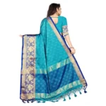 Women's Cotton Silk,Jacquard,Poly Silk Saree (Blue, 5-6 Mtrs)