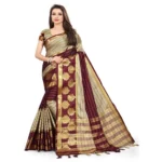 Women's Cotton Silk,Jacquard,Poly Silk Saree (Grey,Magenta, 5-6 Mtrs)