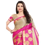 Women's Cotton Silk,Jacquard,Poly Silk Saree (Grey,Pink, 5-6 Mtrs)