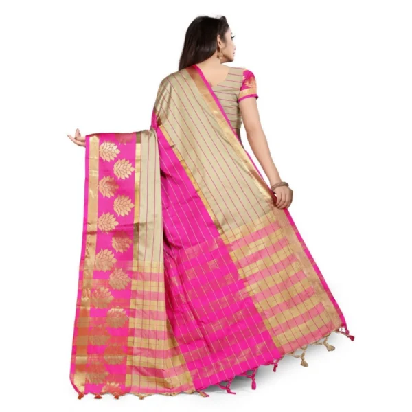 Women's Cotton Silk,Jacquard,Poly Silk Saree (Grey,Pink, 5-6 Mtrs)