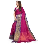 Women's Cotton Silk,Jacquard,Poly Silk (Pink, 5-6 Mtrs)
