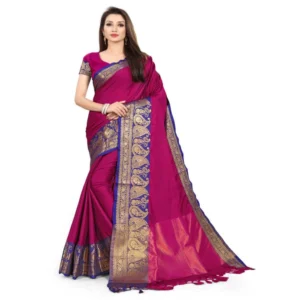 Women's Cotton Silk,Jacquard,Poly Silk (Pink, 5-6 Mtrs)