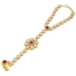 Women's Gold Plated Elegant Hathphool Bracelet-Gold