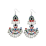 Women's Onyx Stone, Silver plated Hook Dangler Hanging Fashion Earrings-Multicolour