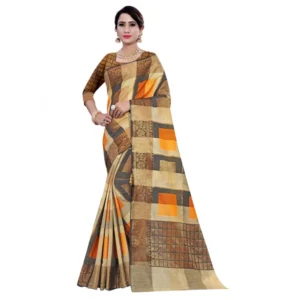 Women's Cotton, Jacqaurd Saree With Blouse (Multi Color, 5-6 Mtrs)