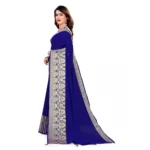 Women's Vichitra Silk Saree With Blouse (Blue, 5-6 Mtrs)