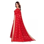 Women's Vichitra Silk Saree With Blouse (Red, 5-6 Mtrs)