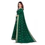 Women's Vichitra Silk Saree With Blouse (Green, 5-6 Mtrs)