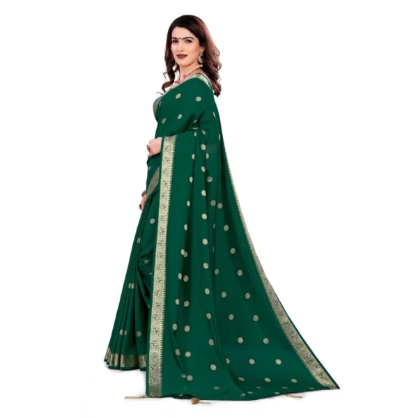 Women's Vichitra Silk Saree With Blouse (Green, 5-6 Mtrs)