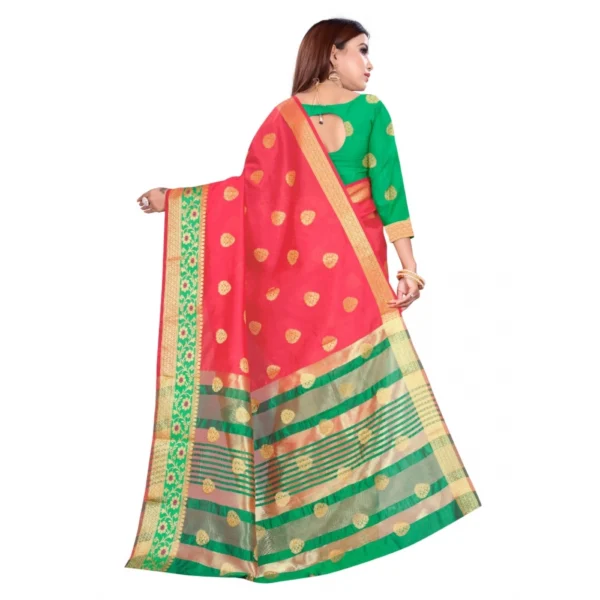 Women's Art Silk Saree With Blouse (Pink, 5-6 Mtrs)