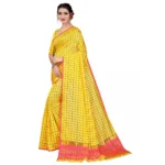 Women's Art Silk Saree With Blouse (Yellow, 5-6 Mtrs)