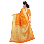 Women's Banarasi Silk Saree With Blouse (Orange, 5-6 Mtrs)