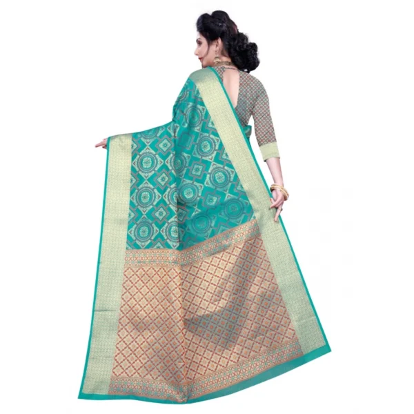 Women's Banarasi Silk Saree With Blouse (Green, 5-6 Mtrs)