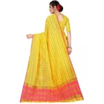 Women's Art Silk Saree With Blouse (Yellow, 5-6 Mtrs)