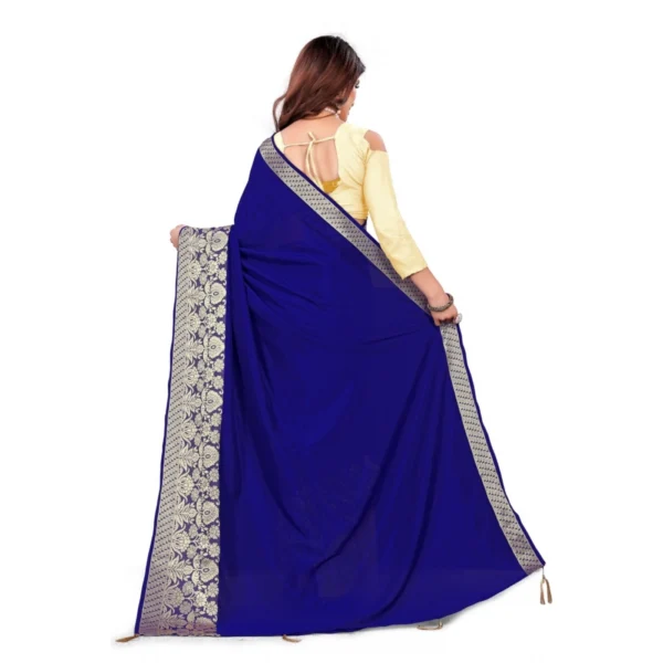 Women's Vichitra Silk Saree With Blouse (Blue, 5-6 Mtrs)