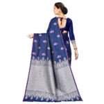 Women's Banarasi silk Saree with Blouse (Navy blue, 5-6mtr)