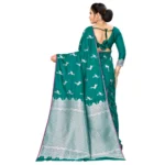 Women's Banarasi silk Saree with Blouse (Green, 5-6mtr)