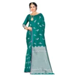 Women's Banarasi silk Saree with Blouse (Green, 5-6mtr)