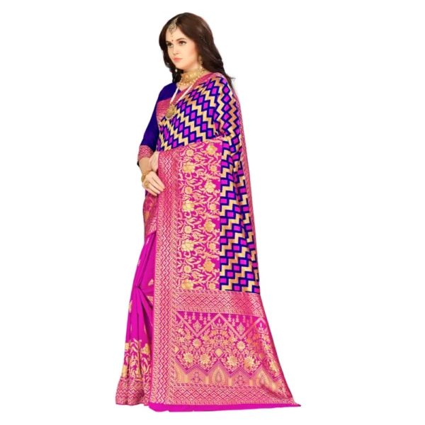 Women's Banarasi silk Saree with Blouse (Multi, 5-6mtr)