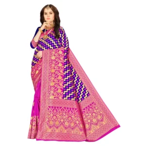 Women's Banarasi silk Saree with Blouse (Multi, 5-6mtr)