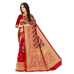 Women's Banarasi silk Saree with Blouse (Multi, 5-6mtr)