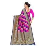Women's Banarasi silk Saree with Blouse (Multi, 5-6mtr)