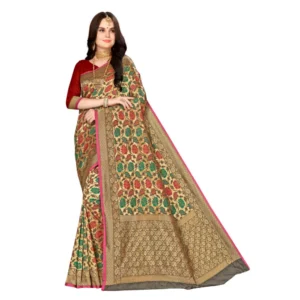 Women's Banarasi silk Saree with Blouse (Multi, 5-6mtr)